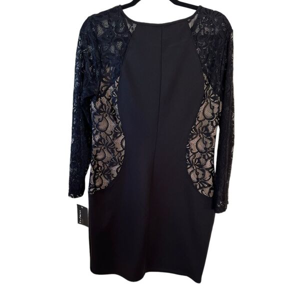NWT EnFocus Studio Black Lace Bodycon Illusion Dress Long Sleeve Sz 14 - Picture 2 of 8